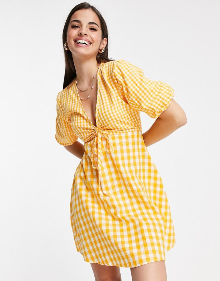 Influence Mini Tea Dress In Yellow Gingham