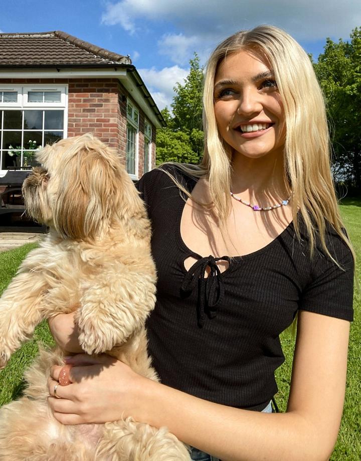 Brave Soul Marcela Cropped T-shirt With Tie-black