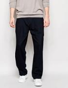 Asos Wide Leg Smart Trousers With Pocket In Navy - Navy