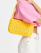 Topshop Crochet Shoulder Bag In Blue-yellow