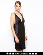 Solace London Rolston Mini Dress With Plunge Neck And Drop Armhole - Black