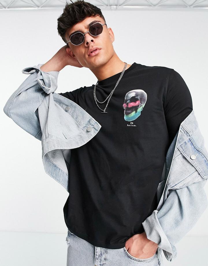 Ps Paul Smith Skull Print T-shirt In Black