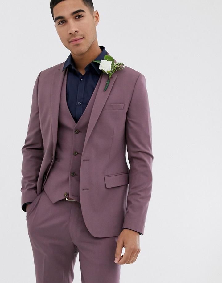 Asos Design Wedding Skinny Suit Jacket In Lavender