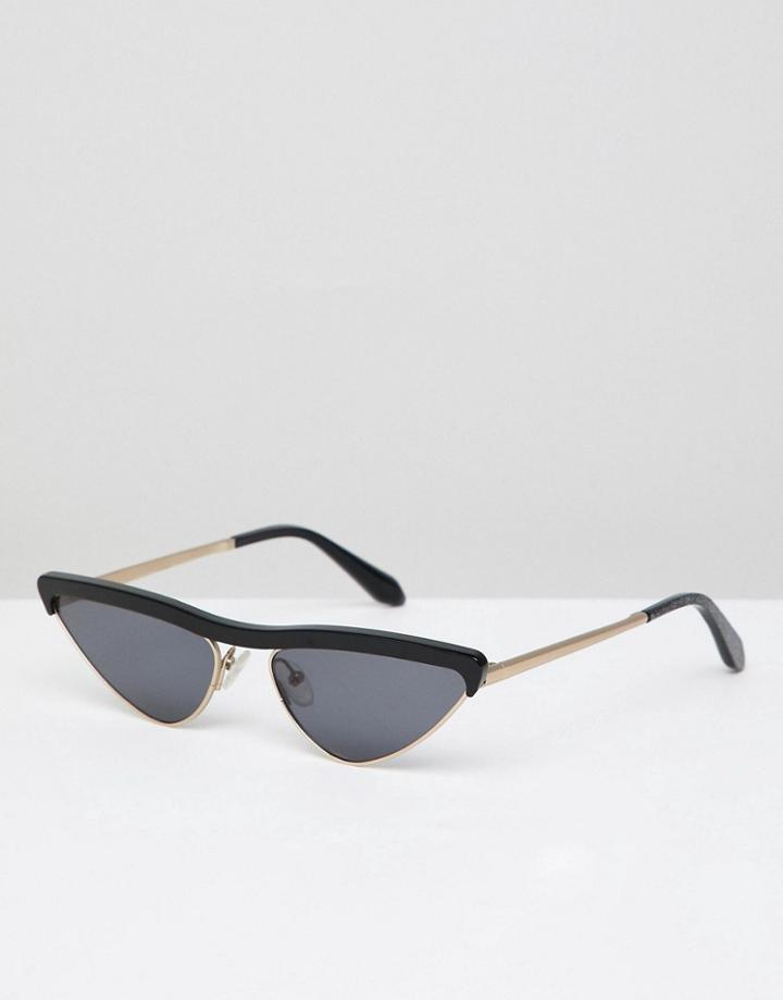 Vow London Narrow Cat Eye Sunglasses In Black - Black