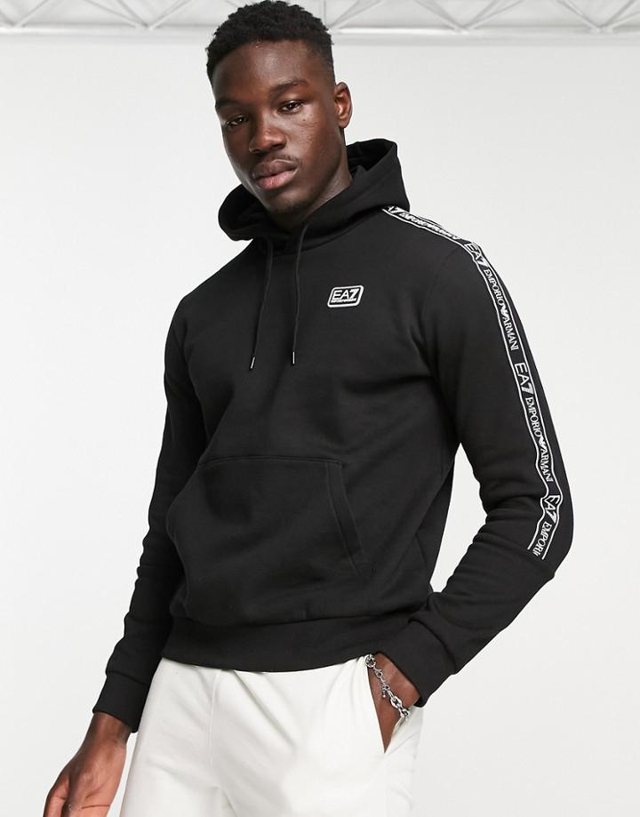 Armani Ea7 Taped Logo Hoodie In Black