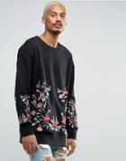 Jaded London Floral Sweatshirt - Black