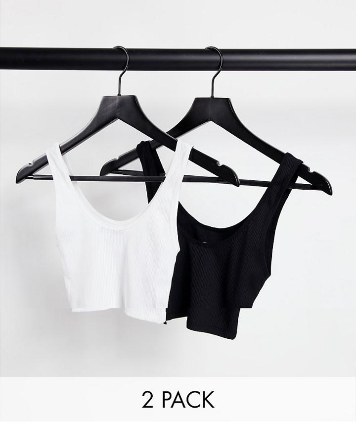 Stradivarius Tank 2 Pack In Black And White-multi