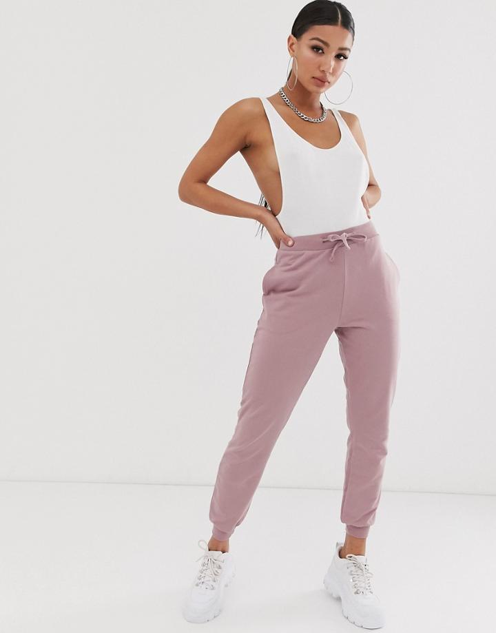 Asos Design Basic Jogger With Tie-purple