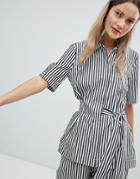 In Wear Polina Stripe Tie Front Blouse - Black