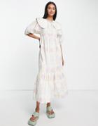 Damson Madder Vase Print Collared Midi Dress In Multi