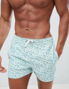 Boohooman Swim Shorts In Green Floral - Green