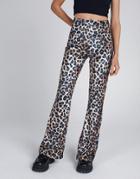 Milk It Coordinating Vintage Kick Flare Pants In Velvet Leopard Print-brown