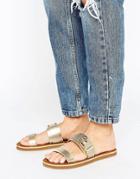 Aldo Double Strap Buckle Sandals - Gold