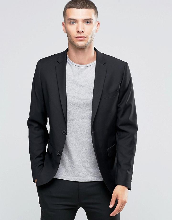 Sisley Single Breasted Suit Jacket In Slim Fit - Black