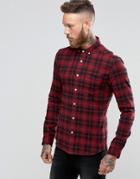 Asos Skinny Check Shirt In Red With Long Sleeves - Red