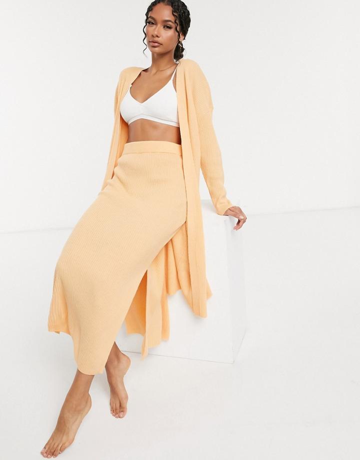 Asos Design Mix & Match Lounge Knitted Cardigan In Peach-multi