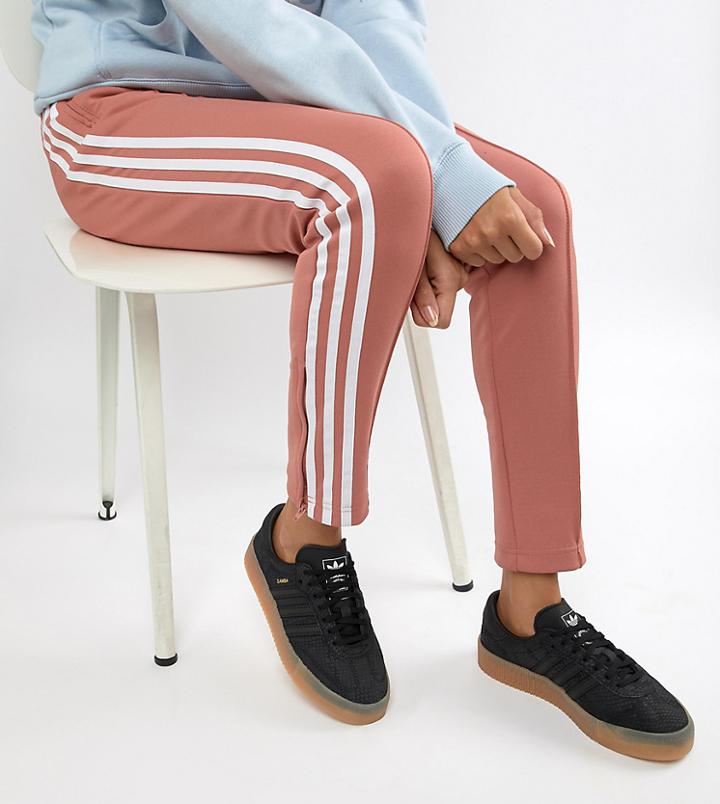 Adidas Originals Sambarose Sneakers In Black With Gum Sole - Black