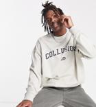 Collusion Sweatshirt With Varsity Print In Stone-neutral