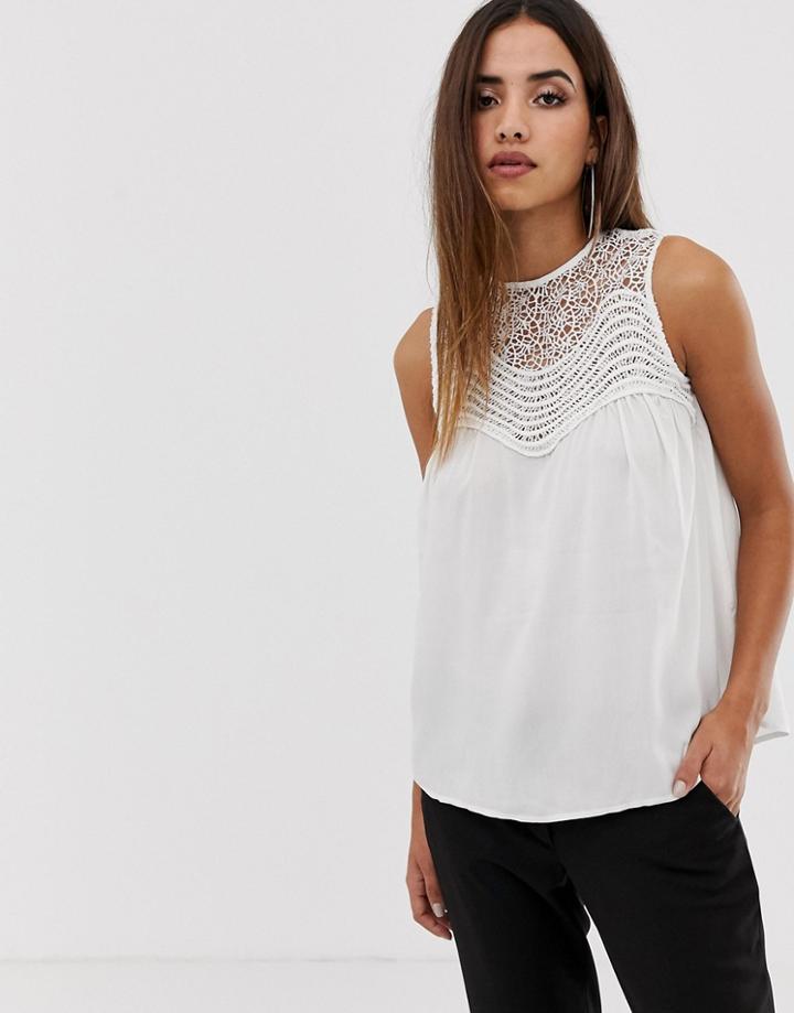 Ax Paris Top With Lace Detail - Cream