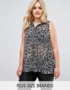 Koko Sleeveless Abstract Diamond Print Monochrome Shirt - Multi