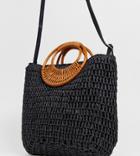 New Look Woven Straw Bag In Black - Black