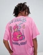 Asos Design Oversized T-shirt With No Qualms Print - Pink