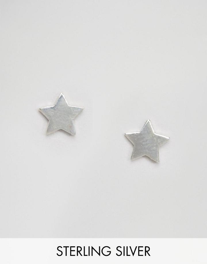 Fashionology Sterling Silver Simple Star Stud Earrings - Silver