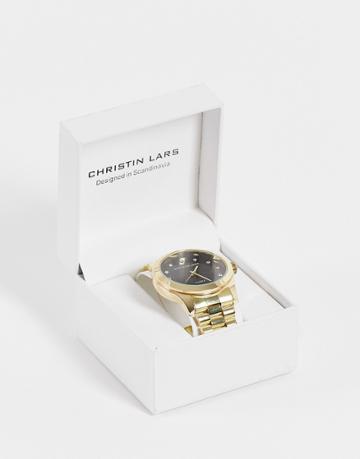 Christin Lars Women's Watch With Gold Tones And Black Dial