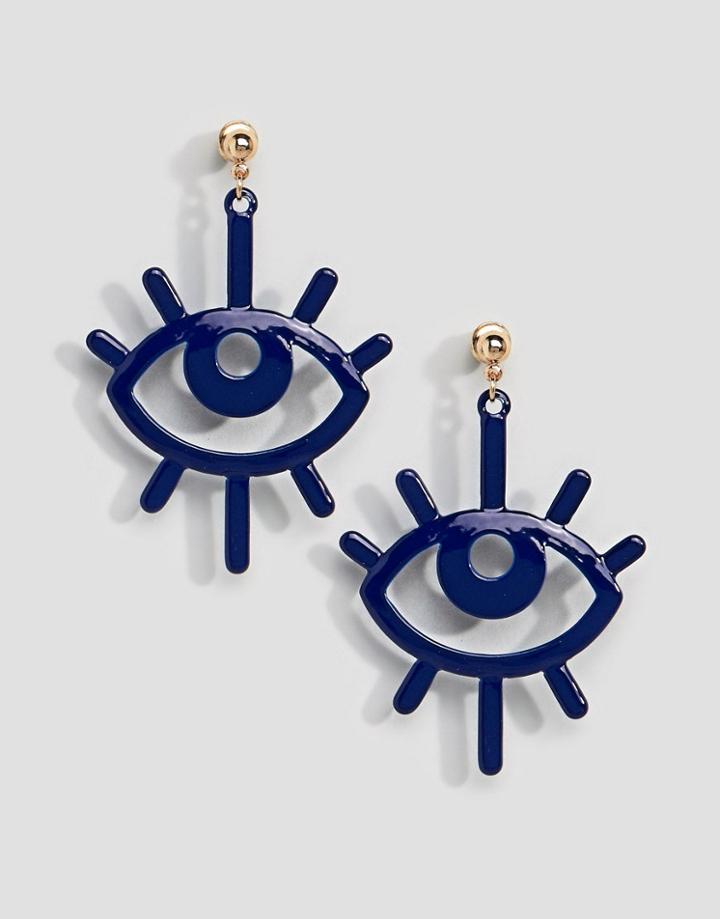 Asos Design Color Pop Eye Earrings - Blue