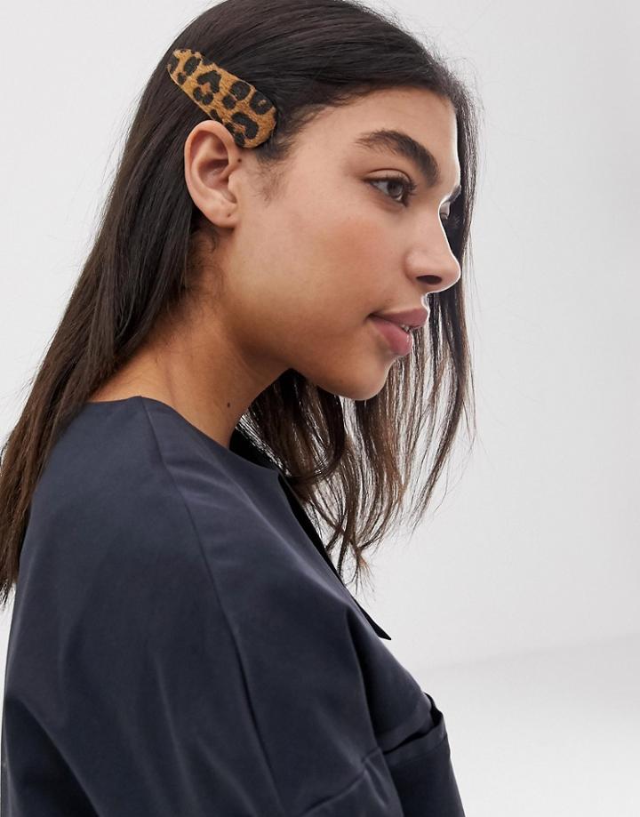 Asos Design Oversized Hair Clip In Animal Print - Multi