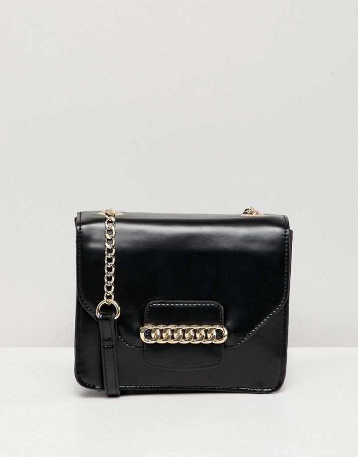 Asos Design Cross Body Bag With Chain Detail - Black