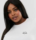 Asos Design Curve T-shirt With Planet Love Motif In Organic Cotton-white