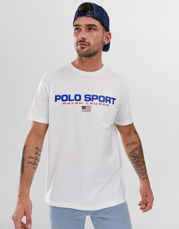 Polo Ralph Lauren Retro Sport Logo T-shirt Custom Regular Fit In White