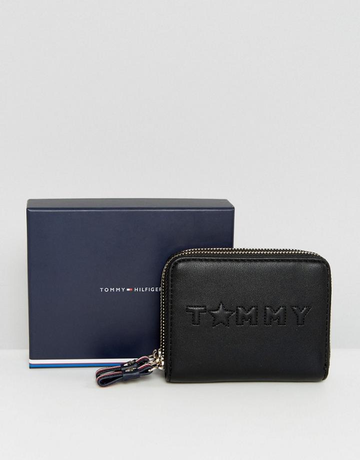 Tommy Hilfiger Medium Logo Zip Around Purse - Black