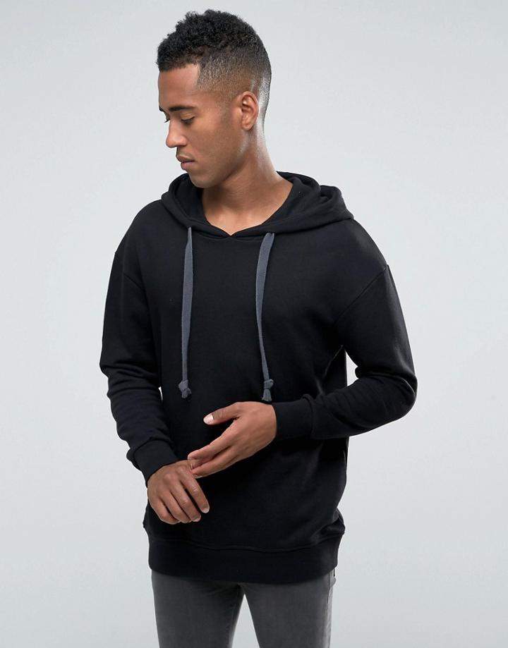 Jack & Jones Hoodie With Drawstring Hood - Black