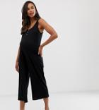 New Look Maternity Button Down Ribbed Jumpsuit In Black - Black