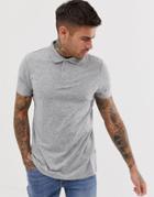 Asos Design Polo In Gray Nepp Fabric - Gray