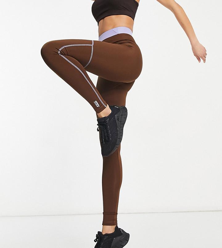 Asos 4505 Tall Legging With Contrast Waist And Seam Detail-brown