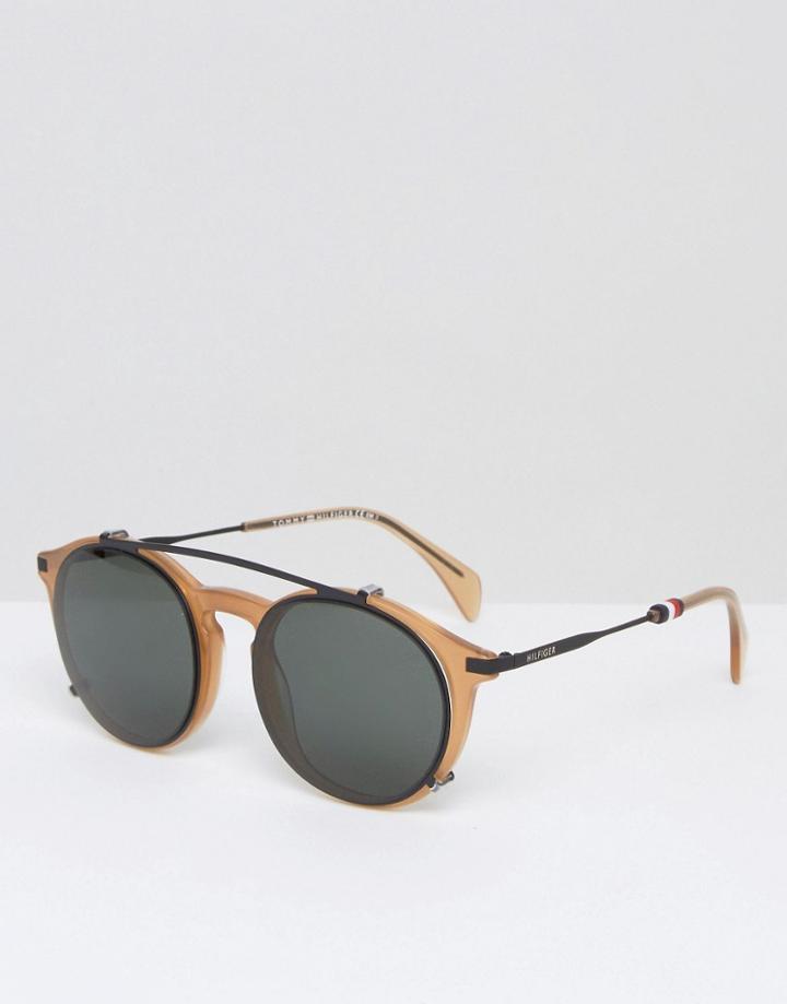 Tommy Hilfiger Round Sunglasses With Double Brow - Yellow