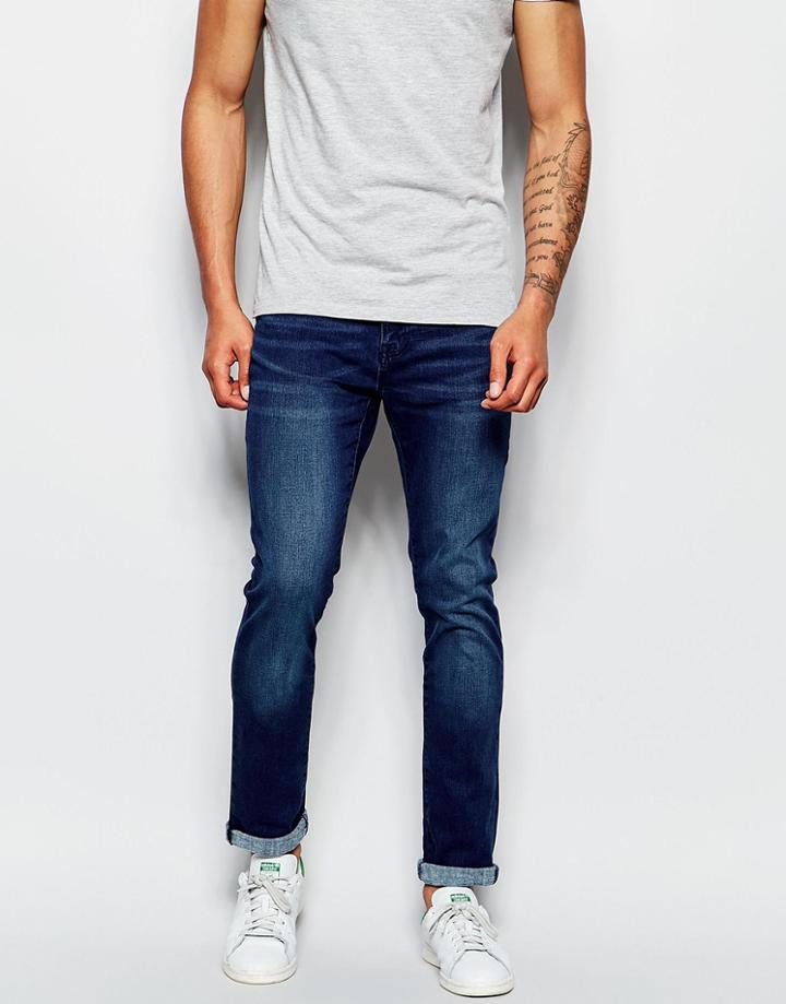 Waven Jeans Verner Stretch Skinny Fit Worker Blue Dark Wash - Worker Blue