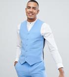 Asos Design Tall Super Skinny Suit Vest In Provonce Blue - Blue