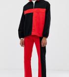 Collusion X005 Color Blocked Straight Leg Jeans In Black And Red - Red
