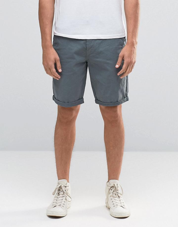 New Look Slim Fit Chino Shorts In Teal - Blue