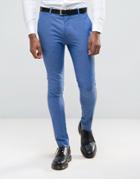 Asos Wedding Super Skinny Suit Pants In Blue - Blue