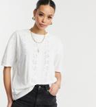 Asos Design Tall Oversized T-shirt In All Over Eyelet-white