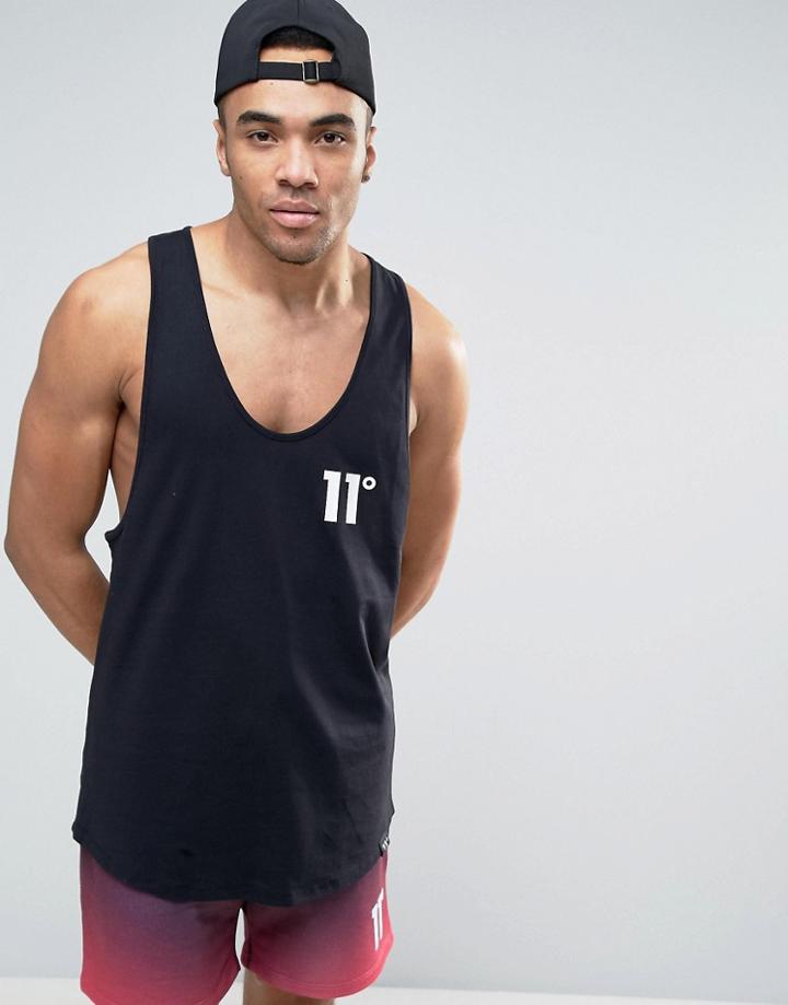 11 Degrees Logo Tank In Black - Black