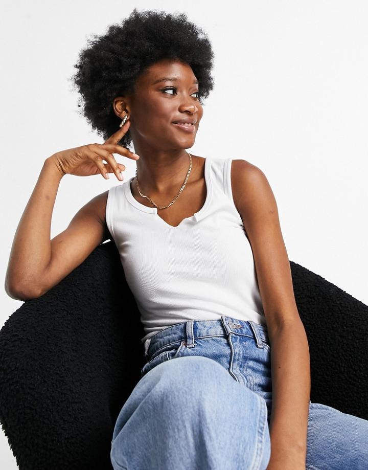 Brave Soul Sasha Notch Neck Cropped Tank-white