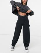Asos Design Slouchy Sweatpants In Black Cheesecloth