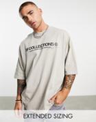 Asos Dark Future Oversized T-shirt With Front Blurred Logo Print In Neutral