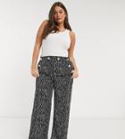 River Island Plus Wide Leg Boucle Pants In Black